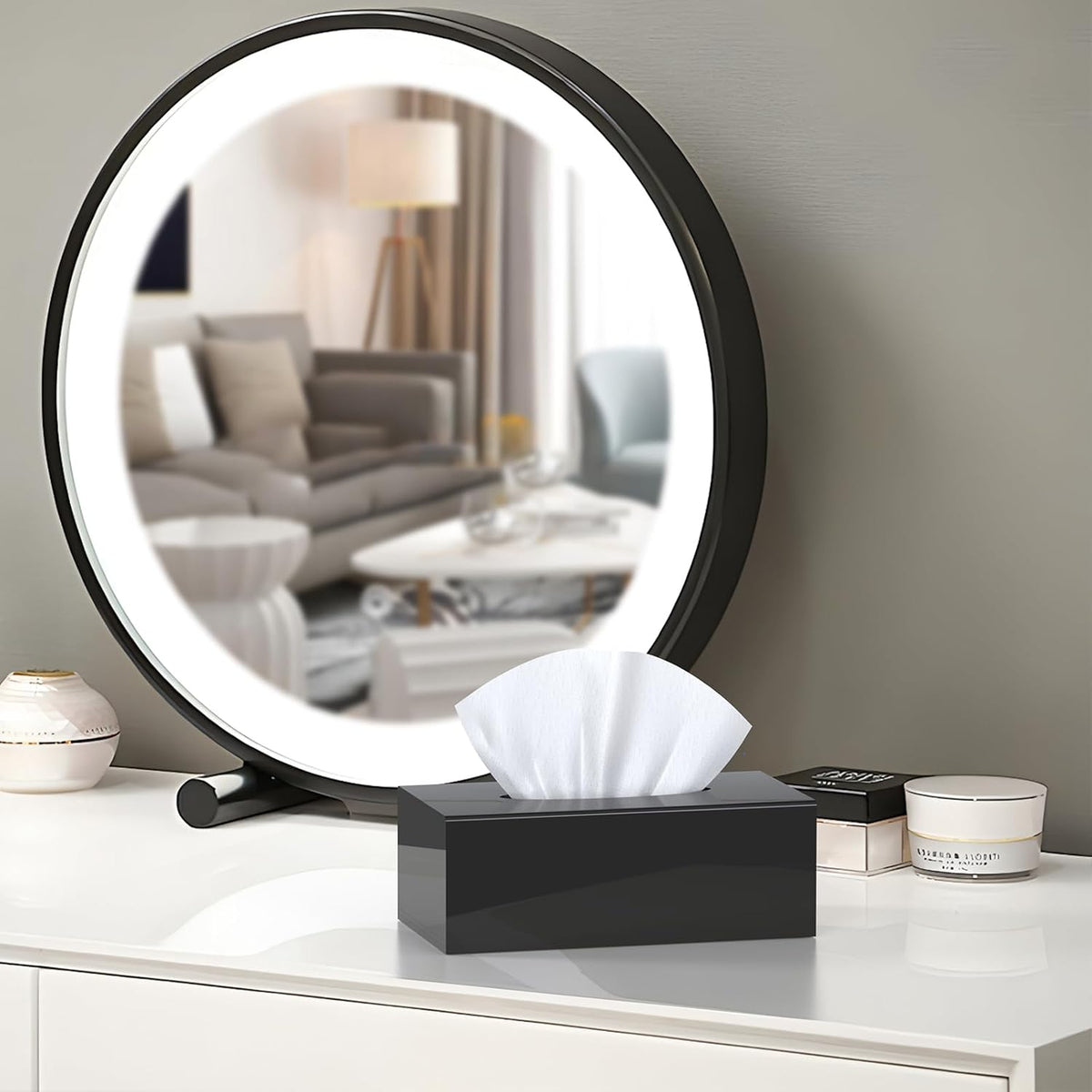 SILUT Shiny Black Rectangle Acrylic Tissue Box Cover