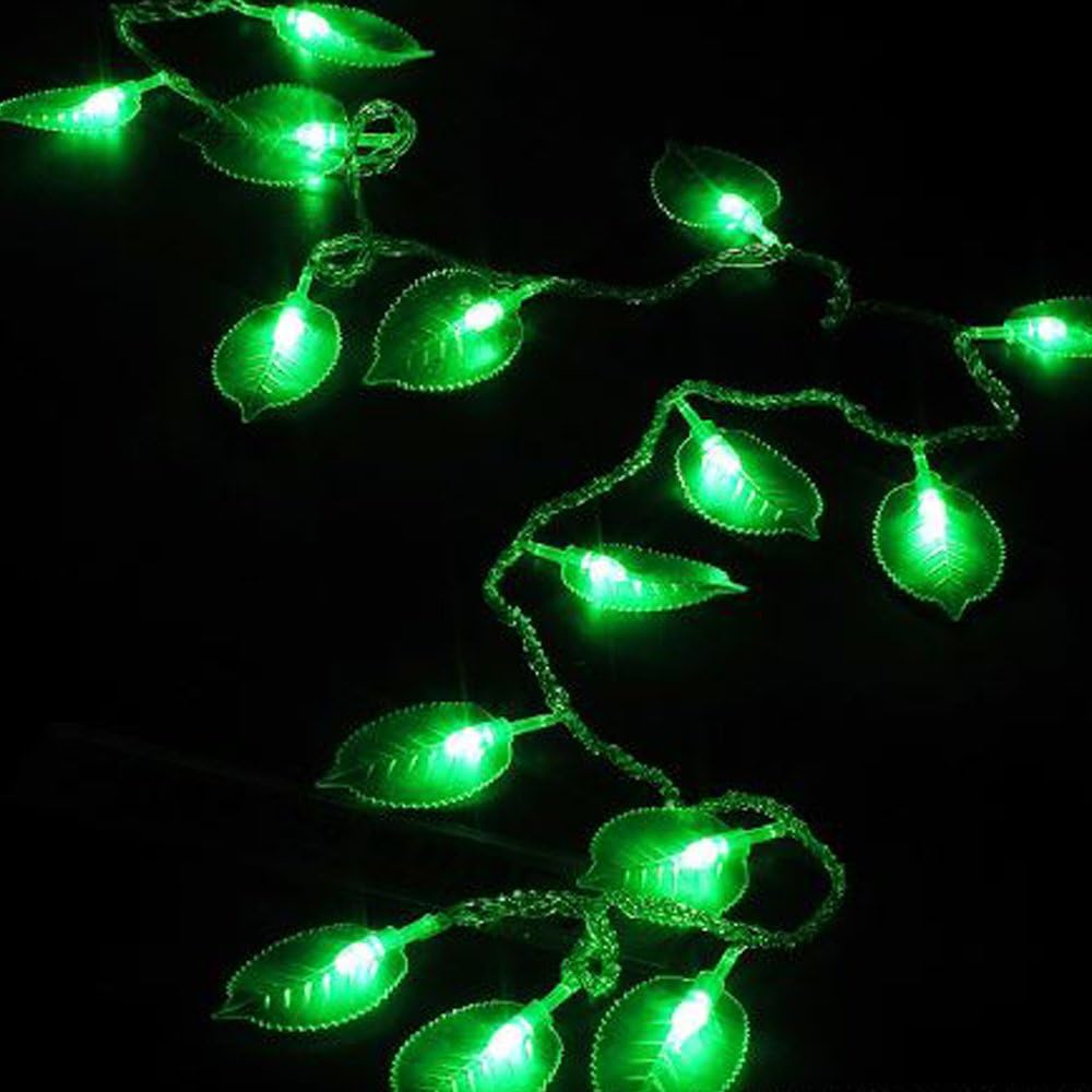 Green Leaf String Lights,8Ft /2.5M 20LEDs Battery Operated Green Leaf Fairy Lights with Remote Controller,Perfect for Christmas Bedroom and Decoration Courtyard Park Lighting