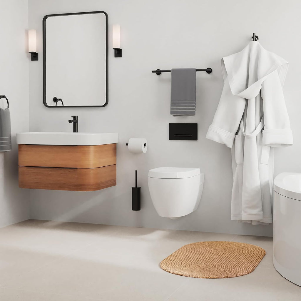 Luxbaro 18 Inch Matte Black Bathroom Hardware Set, Thicken, 4-Piece