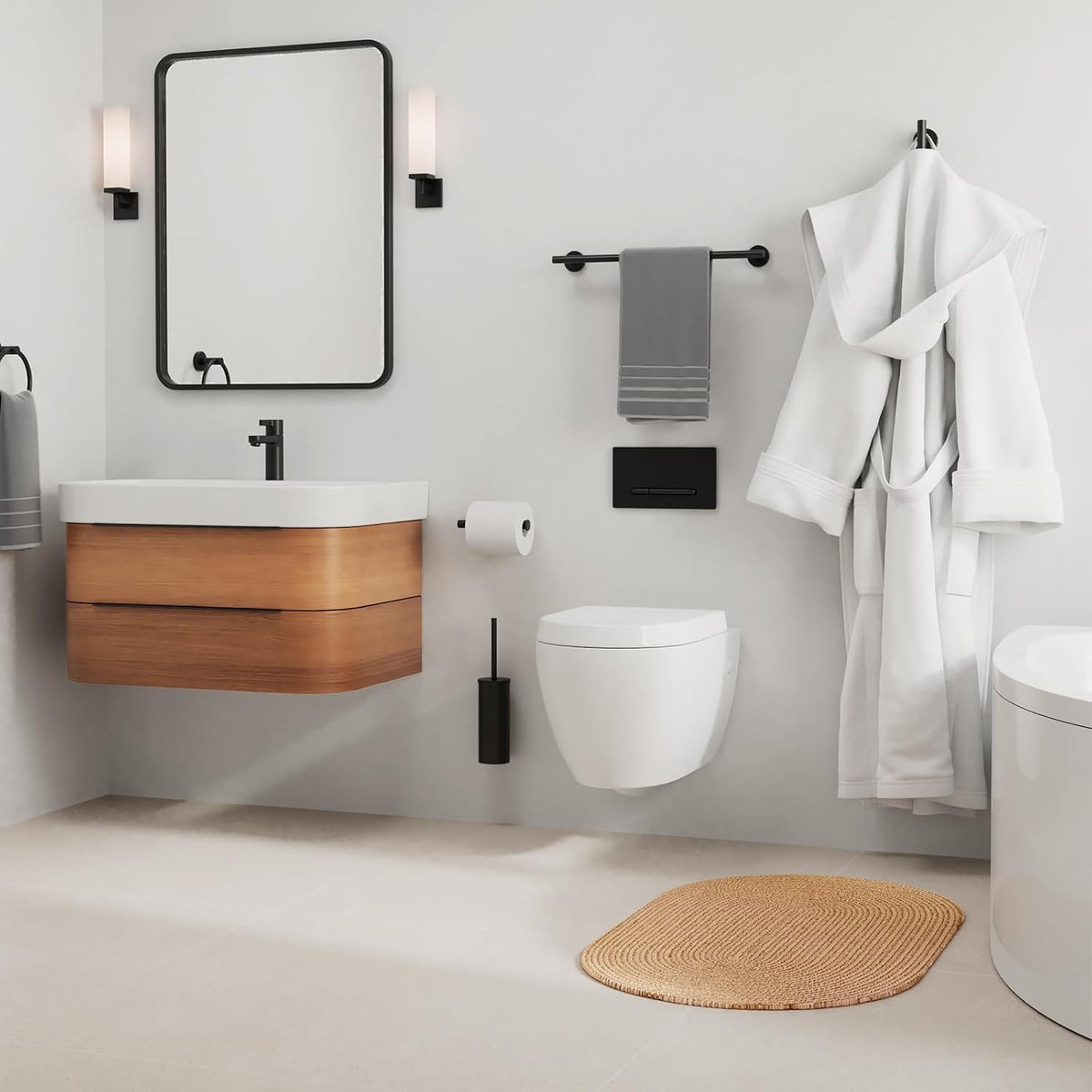 Luxbaro 18 Inch Matte Black Bathroom Hardware Set, Thicken, 4-Piece