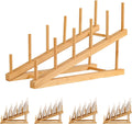 5 Pack Plate Stands For Display, Wooden Multi Plate Holder Organizer