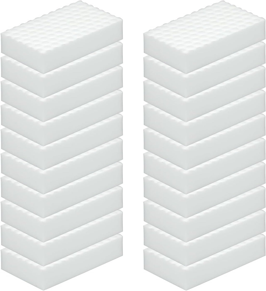 20Pcs Melamine Foam Sponge, 2X Density Magic Cleaning Eraser, Durable Multi-Surface Scrubber for Kitchen, Bathroom, Wall, Shoe, Car, Sink & Floor Household Cleaning Essentials (20 Pcs-2X Density)