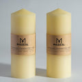 MOZEAL 3" x 8" Hand-Poured Unscented Candles,Large Ivory Pillar Candles Set of 2,No Drip,Approx 120 Hours Long Burning,Wedding,Dinner,Christmas and Home Decor（3 Inch Diameter 8 Inch Height）