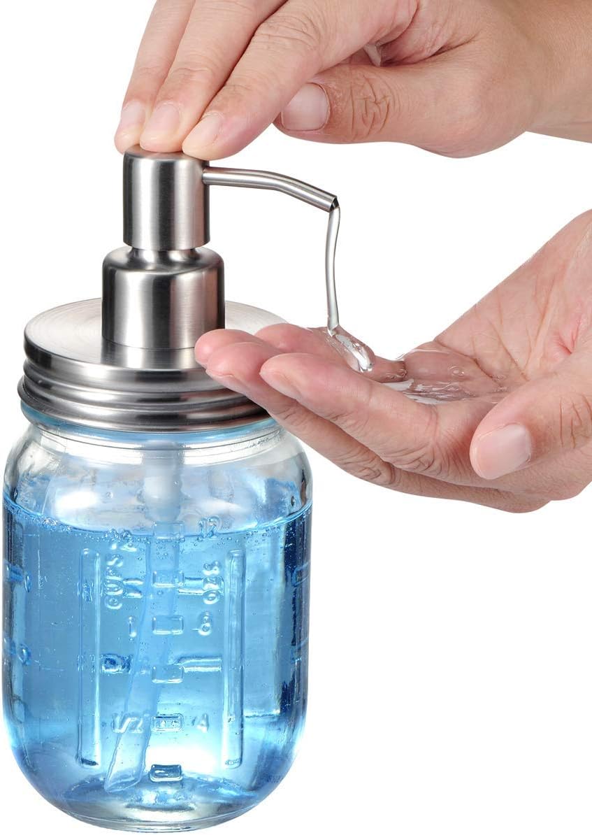Amolliar Mason Jar Liquid Soap Dispenser, Lotion Soap Brushed Nickel 2 Pack