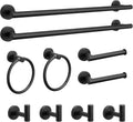NearMoon 10 Pieces Bathroom Hardware Set SUS304 Thicken Stainless Steel-Towel Rack Kit Include 26" Towel Rod + Bath Towel Ring + Toilet Paper Holder + Robe Towel Hooks Bath Accessories (Matte Black)