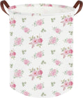 Pink Flower Laundry Basket,Nursery Baskets Girl Baby Storage Bins,Baby Girls Nursery Hamper,Waterproof foldable laundry basket,Gift Baskets,Pink Rose room Decor(Pink Rose)