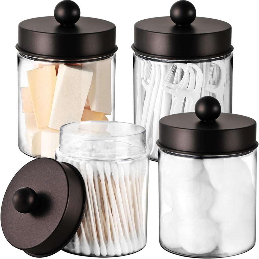 Amolliar Acrylic Apothecary Jar Bathroom Qtip Holder Bronze 4 Pack