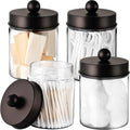 Amolliar Acrylic Apothecary Jar Bathroom Qtip Holder Bronze 4 Pack