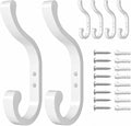 Coat Hooks Wall Mount,Heavy Duty Wall Hooks for Backpack,Towel,White 6 Pack