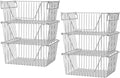 Slideep Stackable Storage Baskets Stainless Steel Cabinet Organizer Sturdy Metal Wire Pantry Freezer Bin for Pantry Home Bathroom Kitchen Organization 6 Packs