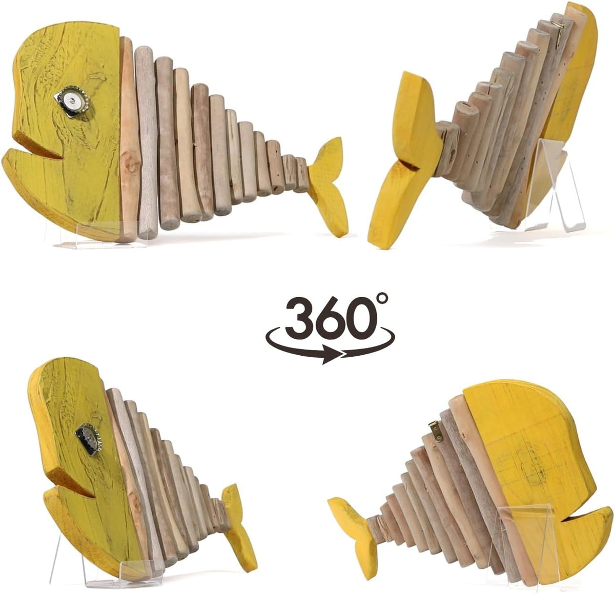 Drift Fish Handmade Wooden Rustic Coastal Wall Decor for any Room (Goldie)