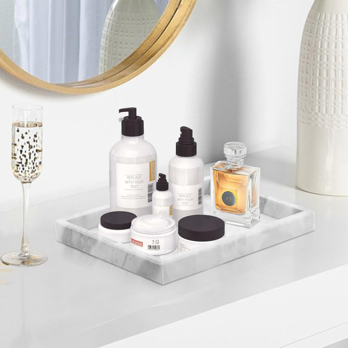 Marble Bathroom Tray,Pure Natural Marble Vanity Tray