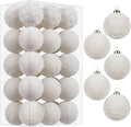 30PCS Beige Velvet Christmas Ball Ornaments for Xmas Tree Decorations