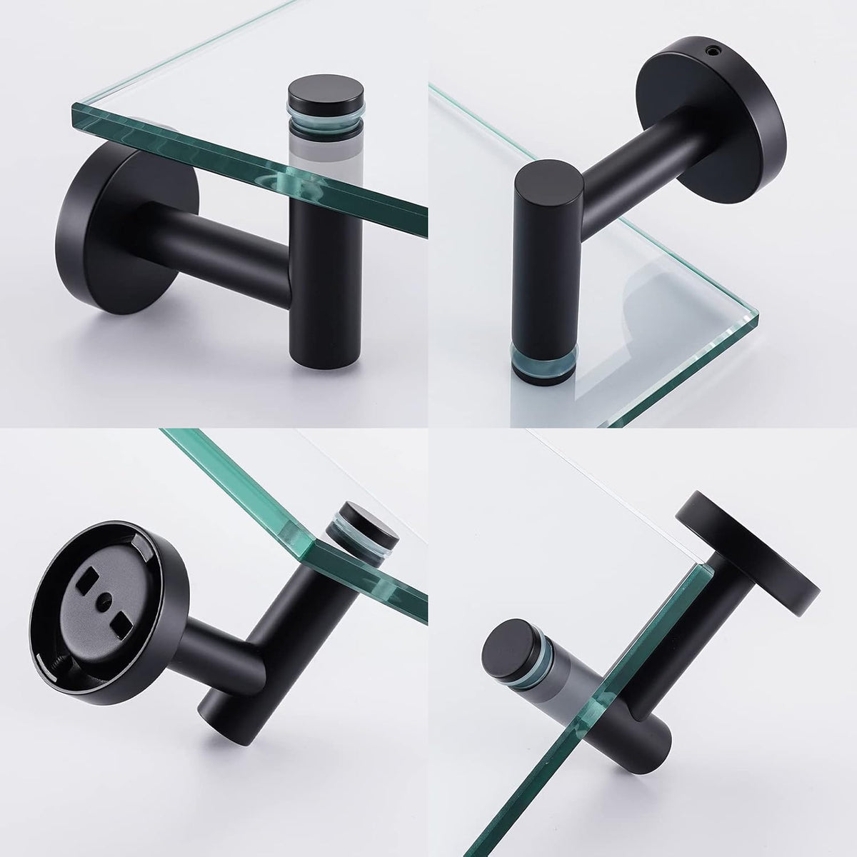 KES Bathroom Glass Shelf with 8 MM-Thick Tempered Glass, Matte Black