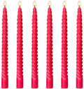 6 Pack 10 Inch Red Spiral Taper Candles for Christmas and Holiday Home Decoration, Unscented Dripless Twisted Candlesticks for Dinner Party Wedding Valentine's Day and Religious Service
