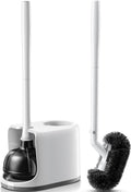 HAMITOR Toilet Plunger Brush Set: Curved Bristles Design for Deep Cleaning
