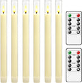 Sasigeiaa Flameless Taper Candles,with Remote and Timer Flickering Flameless Candles,6 Pack Led Candles, Battery Operated Candles，Christmas,Halloween Decorations (Ivory)