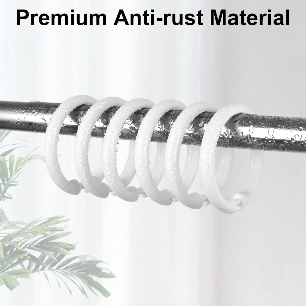 Kutesna 24PCS Shower Curtain Hooks,White Shower Curtain Rings