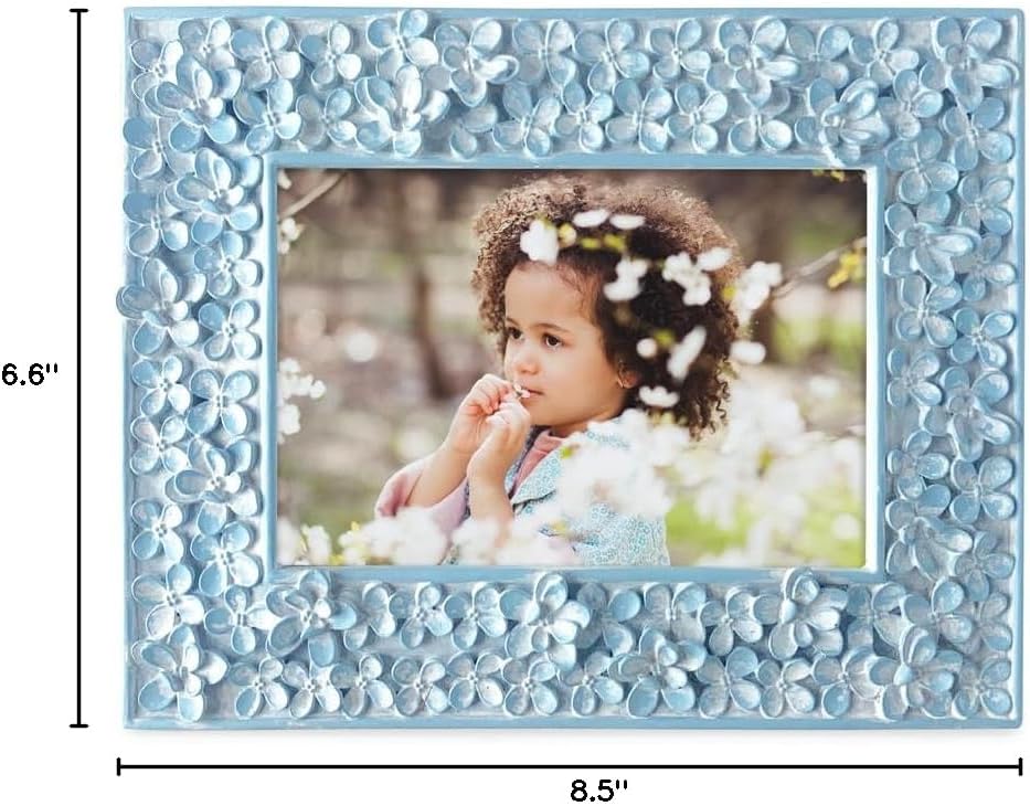 Isaac Jacobs 4x6 Blue Flower Textured Hand-Crafted Resin Picture Frame