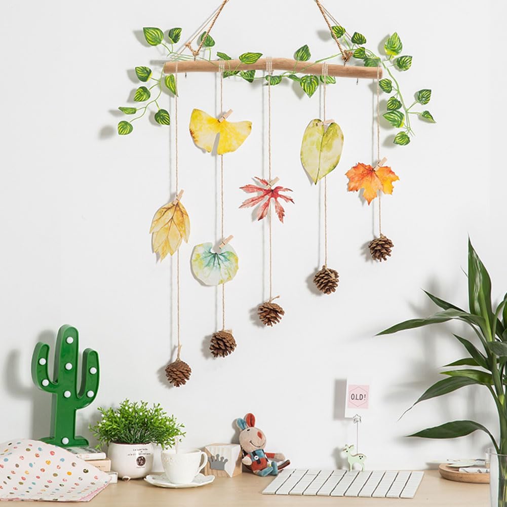 15.7in Driftwood Jewelry Organizer, Tree Wall Hanging Decor with 5 Hooks