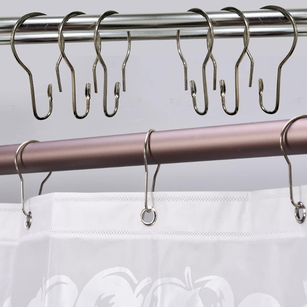 Shower Curtain Rings Hooks, Rust-Resistant Metal Shower Curtain Hooks, Stainless Steel Shower Curtain Rings for Bathroom Shower Curtain Rod (50PCS)