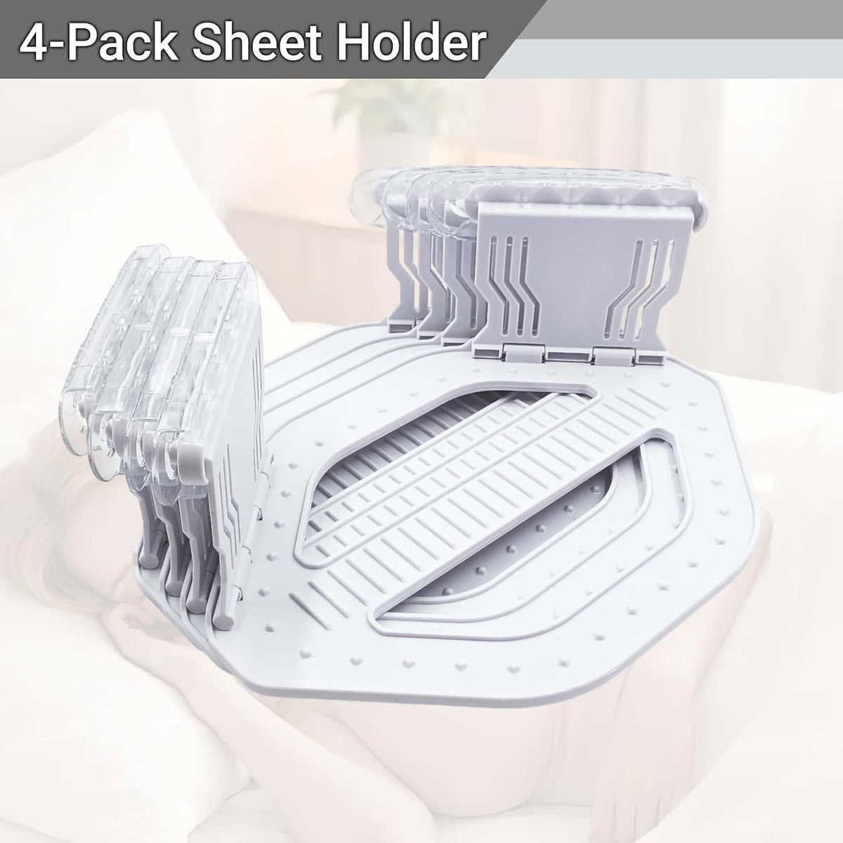 Sheet Holders for Corners, 4 Pcs Bed Sheet Grippers Non-Slip Mattress Fitted Sheet Holder Keep Sheets Firm & Tight, White Bed Sheet Locks Clips for Bedding, Sheet Stays Fasteners Corner Holders Set