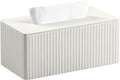 PU Leather Tissue Box Cover Rectangle (Ivory, Inner Height 3.9")
