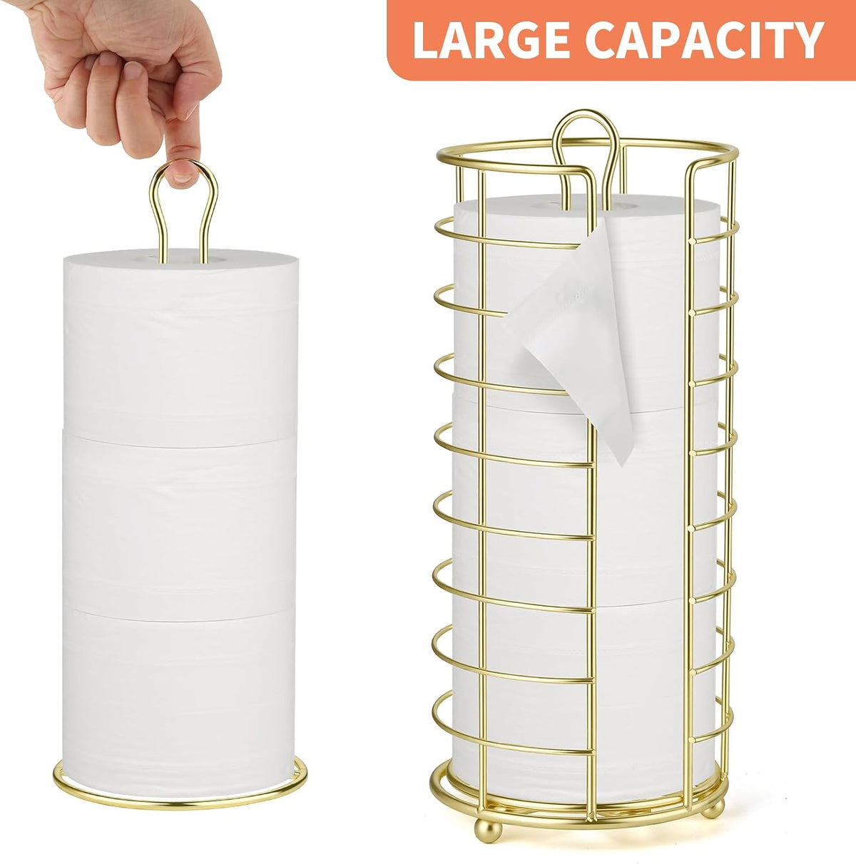 Toilet Paper Holder Stand,Freestanding,Gold