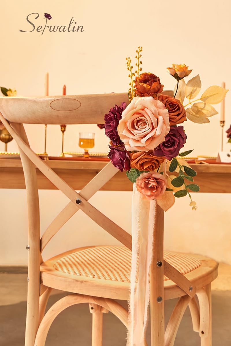 Serwalin 2PCS Artificial Flowers Orange Marigold Fall Flowers for Wedding