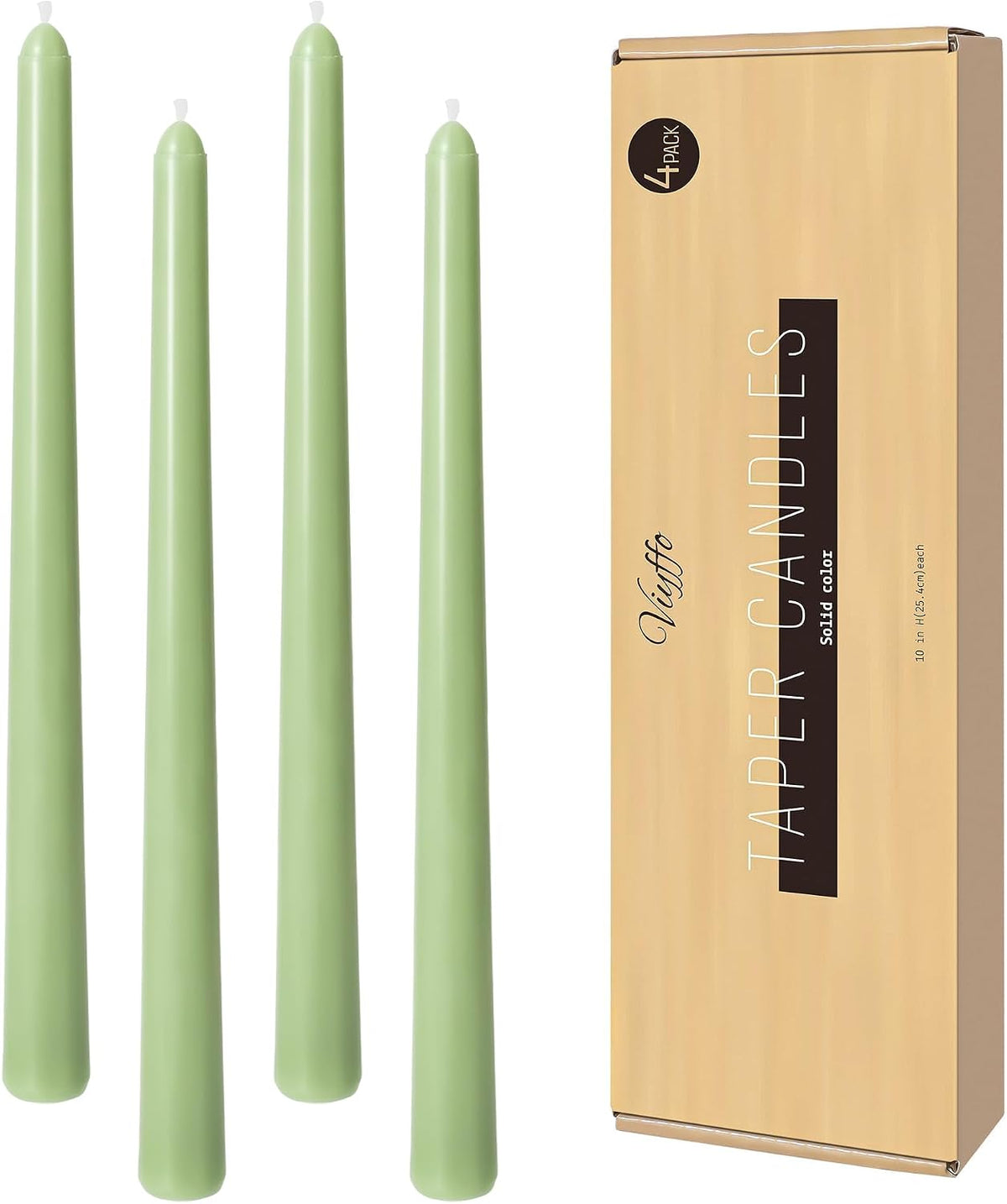 Viyffo Taper Candles, 10 Inch, 4 Pack, Sage Green – Unscented, Smokeless