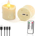Rechargeable Flameless Tea Light Candles Set of 6 with Remote Timer,LED Flickering Votive Candles,USB-C Battery Operated Tealights for Wedding Centerpieces,Christmas Decor,Parties,Home&Daily Use