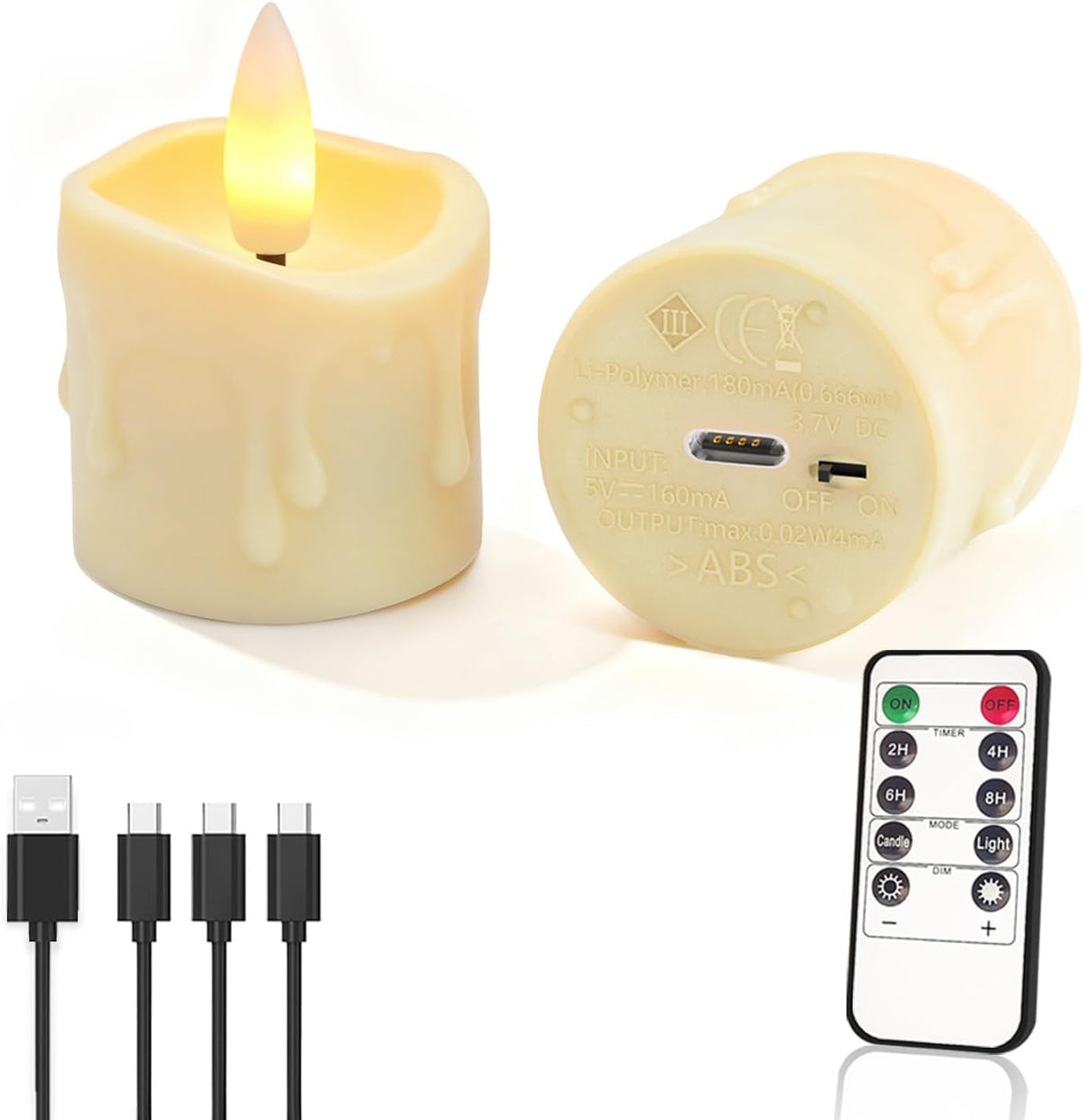Rechargeable Flameless Tea Light Candles Set of 6 with Remote Timer,LED Flickering Votive Candles,USB-C Battery Operated Tealights for Wedding Centerpieces,Christmas Decor,Parties,Home&Daily Use