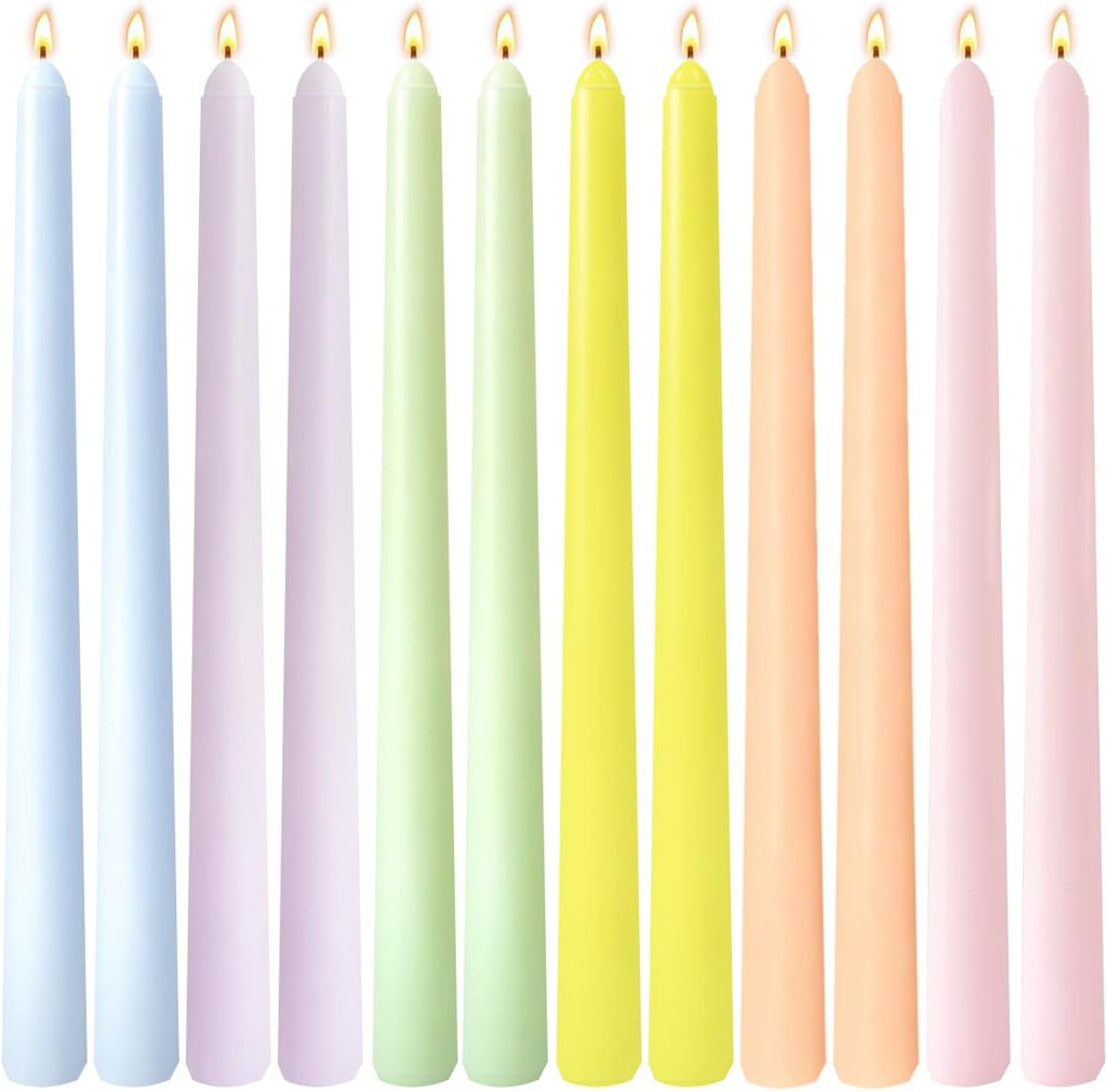 Pastel Unscented Taper Candles for Spring Easter Home Table Decor