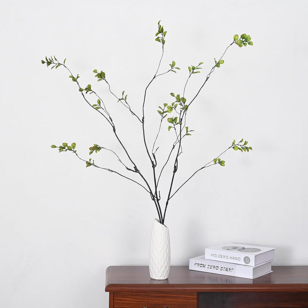 3pcs Artificial Ficus Branches, 38 Inch Faux Eucalyptus Stems, Green Fake Greenery for Vase Filler, Home Decoration (A-Green)