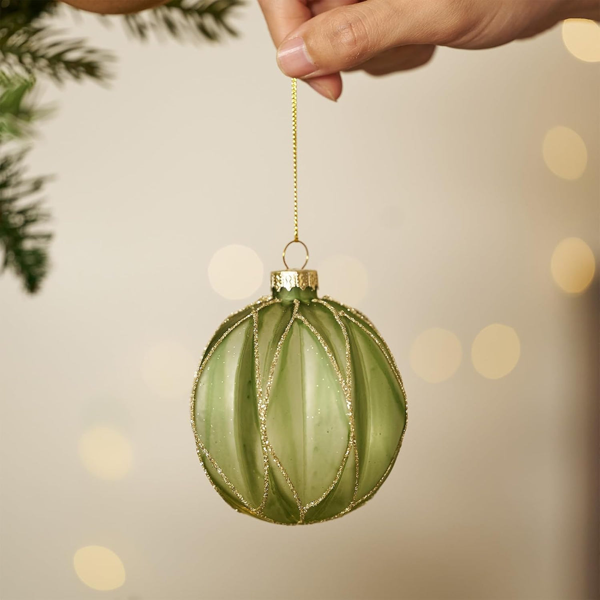 WDS WONDROUS Christmas Ball Ornaments Teardrop Xmas Tree Ornament Set Green