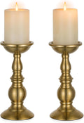 NUPTIO Pillar Candle Holder Brass: Gold Tall Candles Stand for 3" Pillars