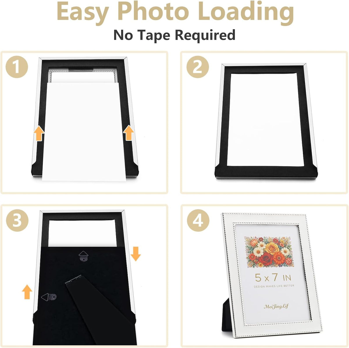 Premium Metal Picture Frame 4x6 Inches with Velvet Back Cover - Elegant and Durable Photo Frame for Displaying Cherished Memories, Perfect as Desk Decor, Home Office Accessory,White picture frame