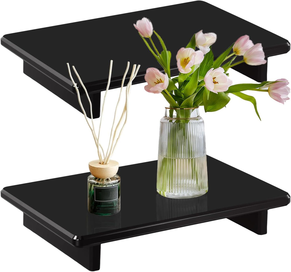 Black Acrylic Bathroom Vanity Tray Countertop Organizer, 9"x5.9"x1.5"