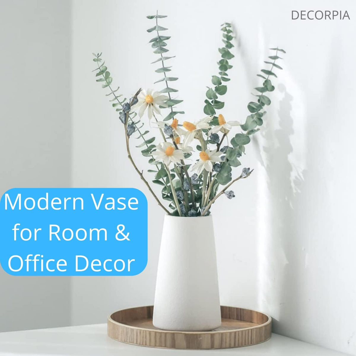 Premium Quality Ceramic Vase for Pampas Grass - Flower Vase for Home Decor, Minimalism Style for Modern Table Shelf, White Vases for Flowers - Kitchen & Living Room Centerpieces, Office Desk Vase