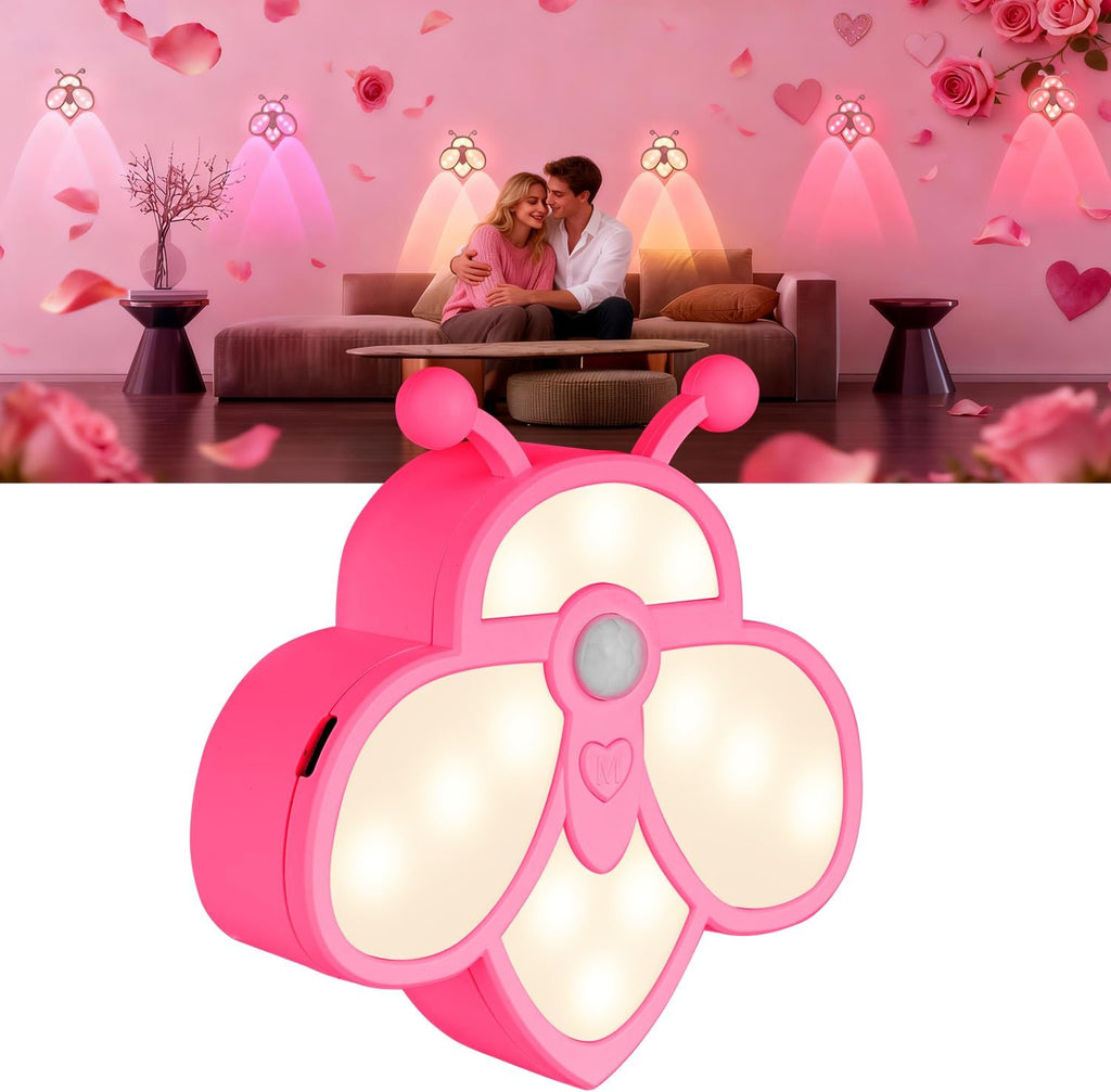 Motion Sensor Stair Lights Indoor - Rechargeable Dimmable RGBW & Warm White Night Light, Magnetic Mount Motion Activated Battery Lamp for Step Hallway Bathroom Cabinet Closet(Pink, 1 Pack)
