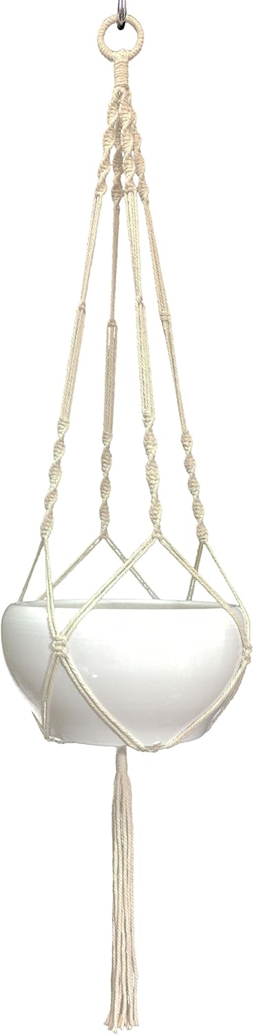 2 PCS Macrame Plant Hanger Hanging Planter 4 Legs Natural Cotton Rope Plant Hanger & Plant Holder 48 Inch for Square or Round Plant Pot 8-10 inch (Ivory Cotton)