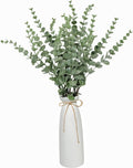 Artificial Plants Eucalyptus Branch in Ceramic Vase, 17.7” Fake Plant Greenery Stems Leaves Branches Faux Eucalyptus Stems for Home Office Farmhouse Wedding Table Centerpiece Décor