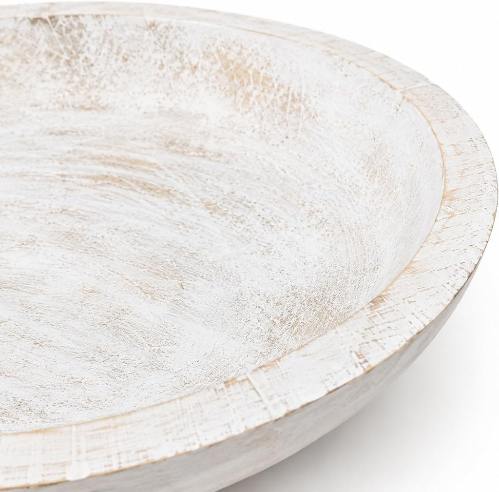 Decorative Wooden Bowl for Keys Fruit Bowl For Kitchen Counter White
