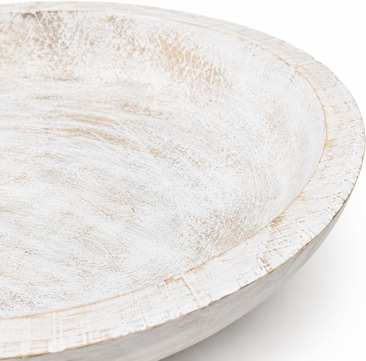 Decorative Wooden Bowl for Keys Fruit Bowl For Kitchen Counter White