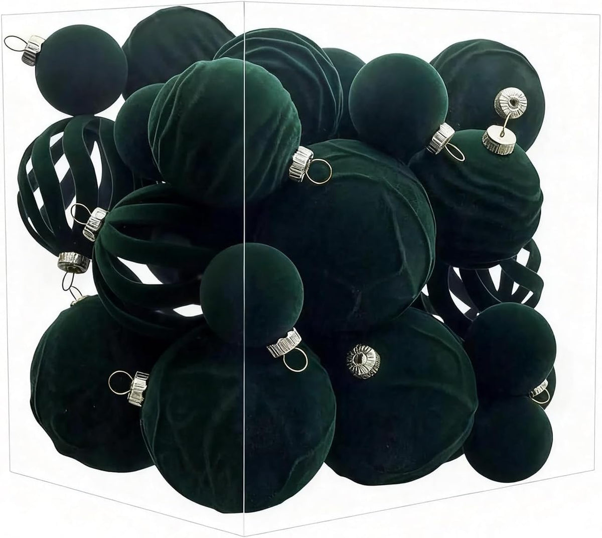 36Pcs Velvet Shatterproof Christmas ball Ornaments Set(Dark Green)