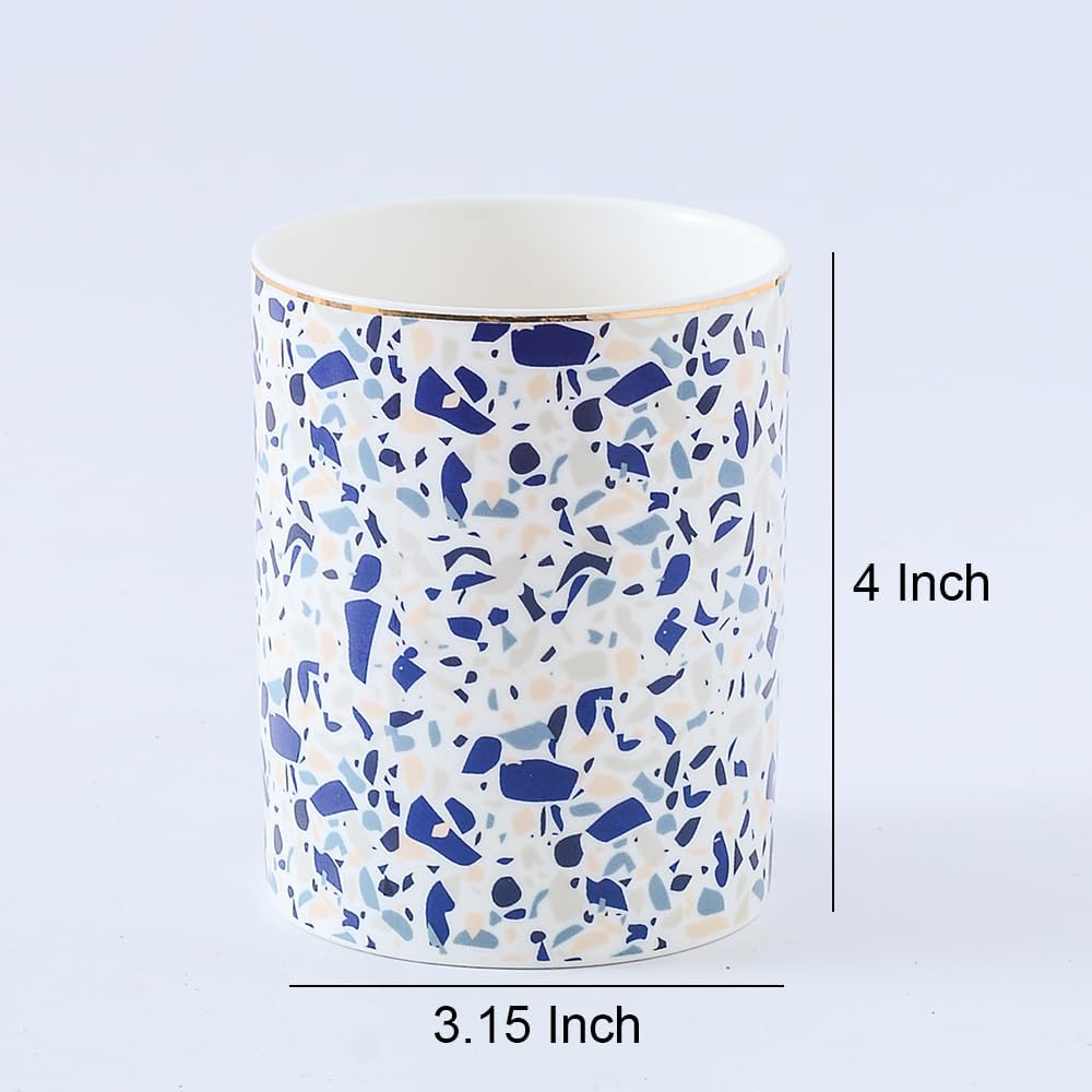 Ceramic Toothbrush Holder Toothpaste Holders, Cute Bathroom Tumbler Cups Reusable,Checkered Bathroom Counter Decor Organizer, Makeup Brush Holder,Pen Holder (Terrazzo)