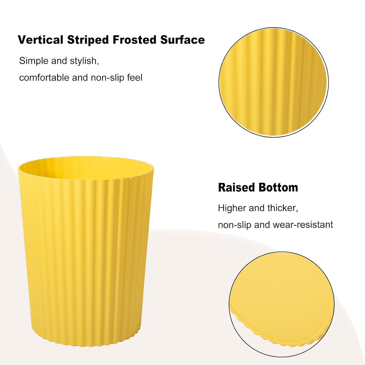 JiatuA Small Bathroom Trash Can Plastic Wastebasket Garbage Can Yellow