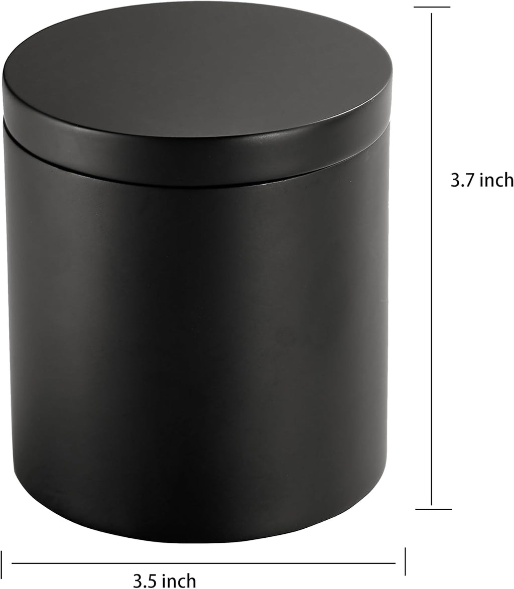 Cotton Swab Holder, Qtip Holder Dispenser with Lid, Resin Bathroom Containers,Vanity Storage Jars Organizer for Cotton Ball, Floss, Bath Salts, Bathroom Accessories, Matte Black