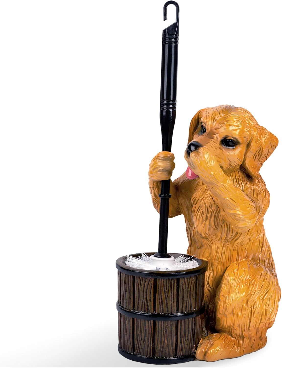 Golden Retriever Toilet Brush and Holder Set, Cute Dog Toilet Bowl Brush with Replaceable Brush Head Decorative Bathroom Cleaning Brush with Drip Tray Space-Saving Bathroom Decor for Home Apartment RV