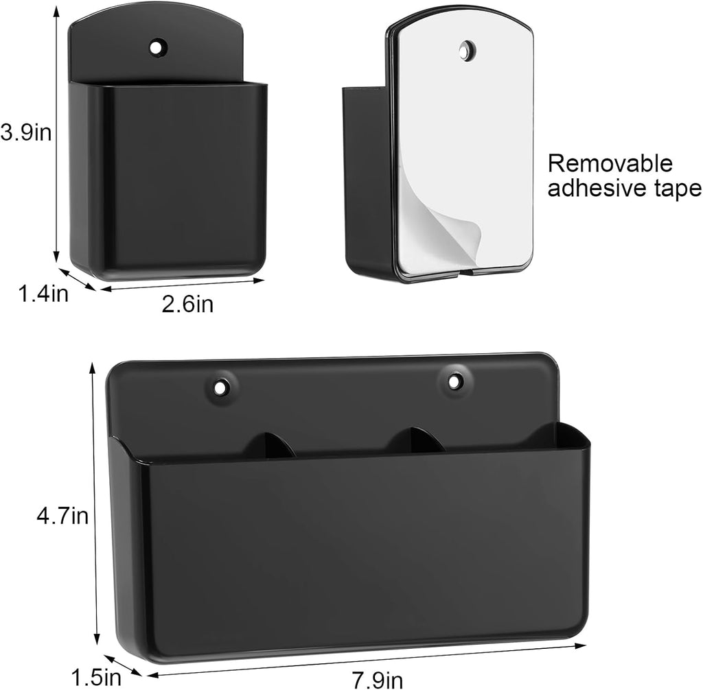 CroBlissful 12 Pcs Remote Control Holder Wall Mount Self Adhesive, Black